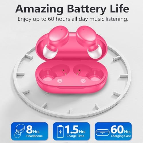 Ultra-Lightweight MOZOTER S8 Mini Wireless Earbuds – Bluetooth 5.3 Headphones with 60 Hours Playtime, Deep Bass Performance, Sweat-Resistant Design in Trendy Purple, Optimal Comfort for Sports & Daily Use