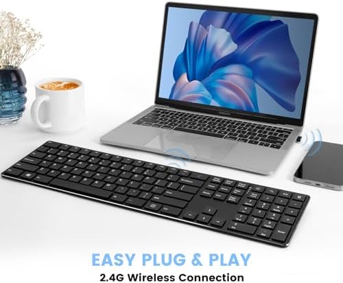 K01 R 2.4 G Wireless Keyboard – Ultra-Slim Compact Design with Numeric Keypad for Effortless Typing on Windows PCs & Laptops, Long-Lasting Battery Life, Whisper-Quiet Keys for Enhanced Productivity, Perfect for Home & Office Use
