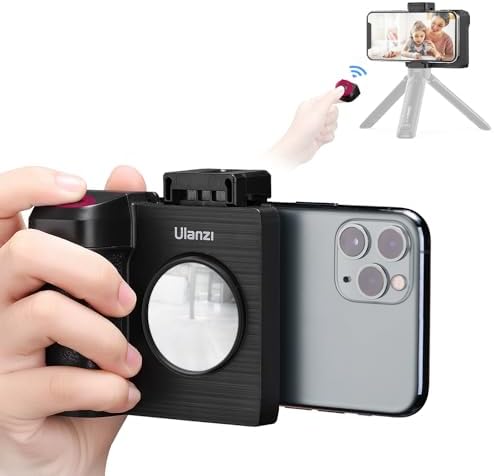 Transform Your Smartphone Into a Professional Camera with the ULANZI CG-02 Grip Holder: Ultimate Stability, Remote Shutter Functionality, and Integrated Fill Light for i Phone 16, 15, 14 Pro Max – Essential Handheld Tripod Mount for Flawless Photography and Video Creation