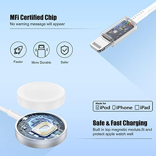 Revolutionary 2-in-1 USB C Magnetic Charger for Apple Devices – MFi Certified 20 W Fast Charge Cable with 6-ft Flexibility for Ultimate Convenience – Perfect Compatibility with Apple Watch Series 8/7/SE/6/5/4/3/2/1 and i Phone 14/13/12/11/XS – Your Premium Solution for Rapid Power Delivery on the Go