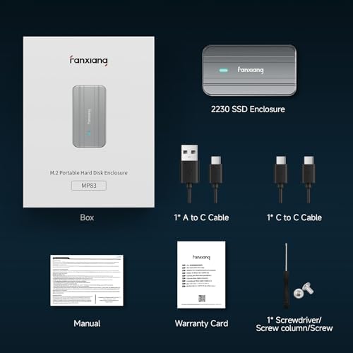 Ultra-Fast USB 3.2 Gen 2 M.2 NVMe SSD Enclosure – Versatile Adapter for 2230 Size Solid State Drives, Supports M & B&M Keys, Portable External Drive Case for Effortless Data Transfer and Storage Expansion, Ideal for Professionals and Tech Enthusiasts, MP83 Model