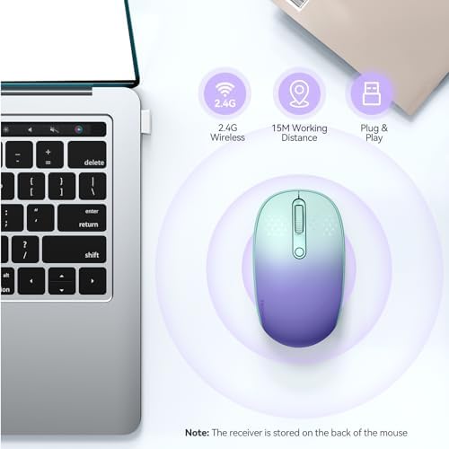 TECKNET 2.4 GHz Wireless Mouse – Ultra-Quiet & Portable Computer Companion with Adjustable DPI, USB Receiver, and Ergonomic Design for Seamless Use Across Chromebook, Laptop, PC & Mac – Enhance Productivity Effortlessly