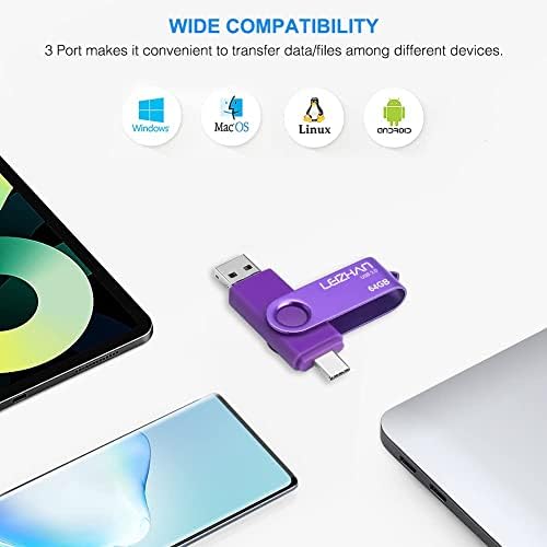 Leizhan 128 GB OTG Flash Drive – Versatile 3-in-1 Type-C, Micro, and USB 3.0 Memory Stick for Super-Fast Transfers – Ideal for Samsung Galaxy, Huawei, LG, Google Pixel, and More Android Devices – Compact and Durable High-Speed Storage Solution for On-the-Go Users