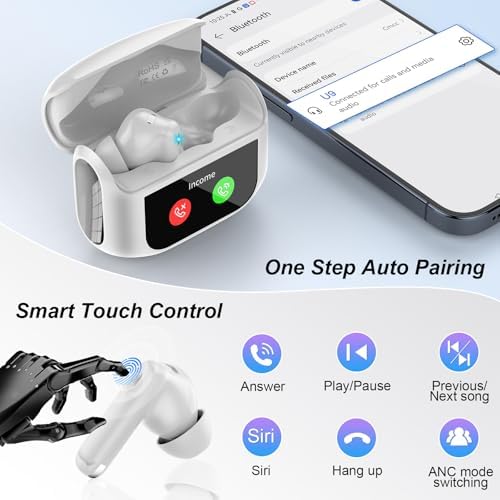Ivory White Premium Wireless Earbuds – Cutting-Edge Bluetooth 5.4 Headphones with Touch Control, 48-Hour Battery Life, and 5 Customizable EQ Modes for Superior Sound Quality – IPX7 Waterproof with Active Noise Cancelling and Transparency Mode for Ultimate Comfort and Versatility