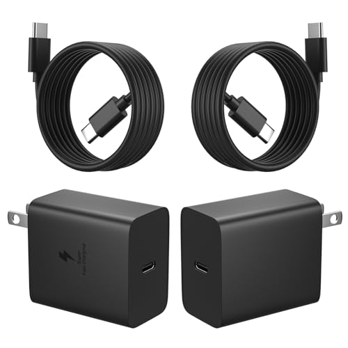 45 W Super Fast Type C Charger with 5 FT Durable Cable – Dual USB-C Power Adapter for Samsung Galaxy S24/S23/S22 Ultra/Note 10 Plus & Galaxy Tab S8 – Efficient, Travel-Ready Charging for On-the-Go Lifestyles