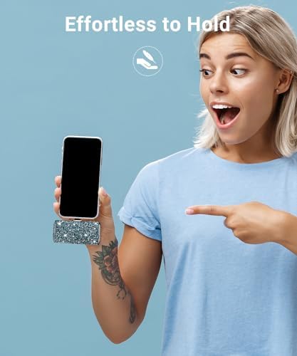 Bling Small Portable Charger: 6800 m Ah Ultra-Compact Power Bank with Fast 5 V/3.1 A Charging, Built-in i OS Connector for i Phone 14 to 5 Series, Trendy Blue Shimmer Finish with Convenient Flashlight – Perfect for On-the-Go Charging and Everyday Emergencies