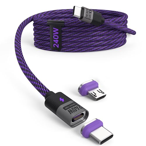 Ultimate 240 W USB-C to USB-C Fast Charger Cable – 3.9 ft Nylon Braided with Magnetic Connector, PD3.1 Support for Galaxy S24, i Phone 15, Mac Book, Quest 2 – High-Speed Charging & Data Transfer Solution for Effortless Connectivity