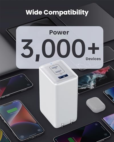 High-Efficiency 128 W USB C Wall Charger – Ga N III 3-Port Fast Charging Hub for Mac Book, i Phone, Galaxy & More – Portable 65 W Adapter with Foldable Design for Ultimate Convenience and Speed