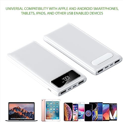 Ultra-Fast 10000 m Ah Portable Power Bank with Dual USB Ports – Universal Charger for Quick Device Replenishment – Lightweight & Compact Power Solution with Included USB Cables (Black) – Optimal Compatibility for On-the-Go Charging