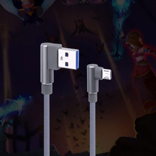 90-Degree USB Micro Cable – 1 m Nylon Braided Right Angle Charger for Universal Phones – Fast 2.4 A Data Transmission – Durable & Tangle-Free Connectivity Solution for Enhanced Performance