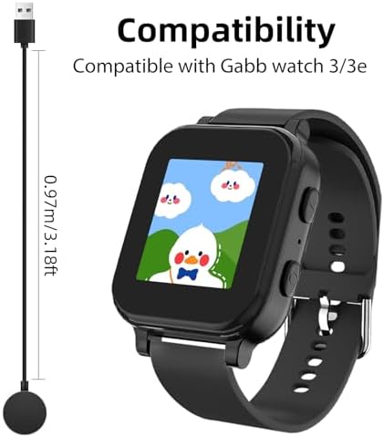 Magnetic Charging Cable for Gabb Watch 3/3 e – 3.18 FT USB Connector for Effortless Smartwatch Power-Up – Durable Black Charger for Optimal Performance and Convenience in Everyday Use