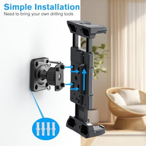 Transform Your Viewing Experience with the OHLPRO Universal Tablet Wall Mount Holder – Adjustable 360° Rotation for 4.7-13 Inch Devices, Perfect for i Pad, i Phone, Kindle Fire HD, Galaxy Tab, and Nintendo Switch – Sturdy Drilled Mounting for Maximum Stability and Enhanced Hands-Free Functionality