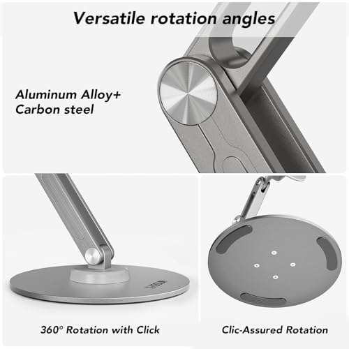 Premium Adjustable Tablet Stand with Magnetic Support – 360° Rotating Metal Holder for i Pad and Tablets – Foldable Multi-Angle Design for Home and Office Use – Sleek Black Finish for Enhanced Compatibility and Stability