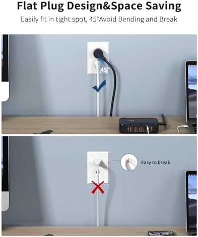 Ultimate 7-in-1 Power Strip with 65 W Ga N Technology | Flat Plug Design for Space-Saving | 3 USB-C & 2 USB-A Ports for Rapid Charging | 2500 W AC Outlet for Home, Office, College & Travel | Versatile Surge Protector for All Devices