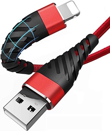 Cyven Smart 3-Pack 6 Ft MFi Certified Lightning Cables – Fast Charging USB A to Lightning Cords for i Phone 14/13/12/11/XS/XR/X/8/7/6/5/SE Plus Pro Max Mini – Durable Red Design for Ultimate Flexibility and Speed