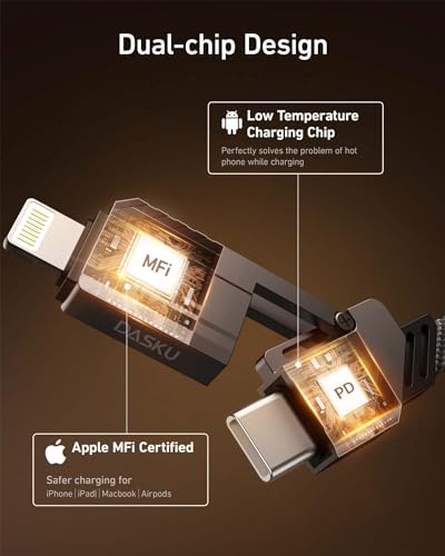 Effortless Charging Solutions: 6 ft USB-C to Lightning Cable 2 Pack – Ultimate 4-in-1 Versatility for i Phone and Samsung Devices, Rapid 60 W Power Delivery, Sturdy Design for Everyday Reliability and Enhanced Device Compatibility