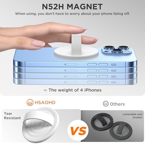 Upgraded Magnetic Phone Grip for i Phone: Premium Silicone Loop Holder with Mag Safe Compatibility – Ergonomic 360-Degree Stand, Non-Slip Design in Sleek Black for Enhanced Comfort and Secure Handling on i Phone 16/15/14/13/12 Pro Max/Plus