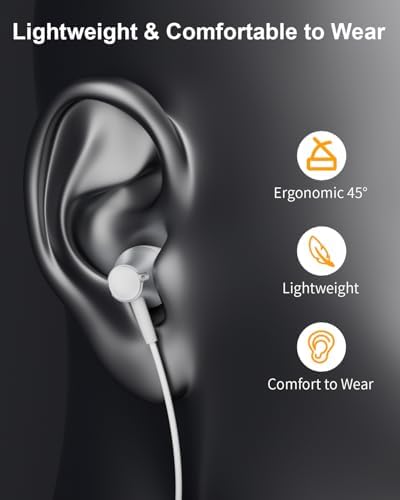 Premium USB C Earbuds with In-Line Microphone for Samsung Galaxy S25/S24/S23/S22 FE, i Phone 16/15 Pro Max, and Google Pixel 9 Pro – Advanced Noise Cancelling Stereo Earphones with Effortless Volume Control for Ultimate Sound Experience and All-Day Comfort