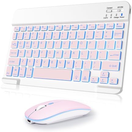 Sleek Wireless Keyboard and Mouse Combo – Rechargeable Bluetooth & 2.4 GHz USB for i Pad, Smartphone, PC & Laptop – Ergonomic Design for Ultimate Comfort in White – Elevate Your Workspace Efficiency!