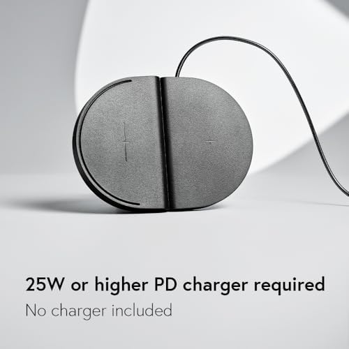 ODDICT Platform Duo – 15 W Super-Fast Wireless Charger for Samsung Devices – Sleek Dual Device Charging Solution with 1.5 M Metal Cable – Modern Aesthetic & Enhanced Compatibility for Qi-Enabled Gadgets – No Adapter Included for Tailored Use