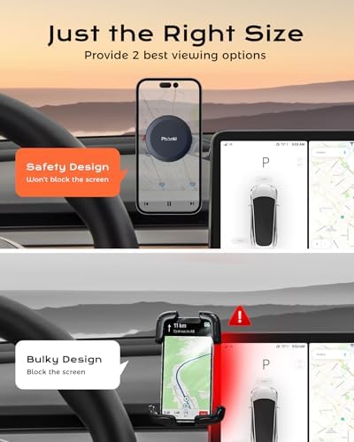 Mag Safe-Enabled Tesla Phone Mount – Premium Magnetic Dashboard Holder for i Phone 12-15 | Versatile Foldable Design for Model 3/Y | Ultimate Safety & Effortless Navigation Accessory