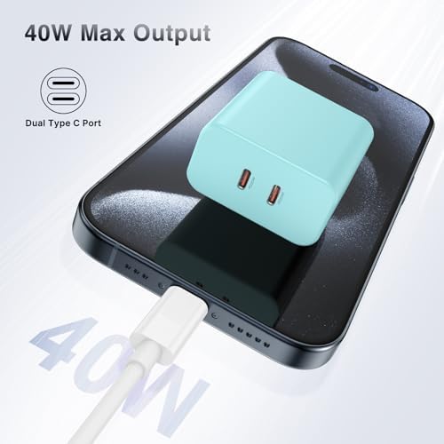 40 W Dual USB-C Fast Charging Block – Ultimate Portable Power Adapter for i Phone, i Pad, Samsung & More – 2-Pack for Effortless Multi-Device Charging – Rapidly Energize Your Gadgets Anywhere
