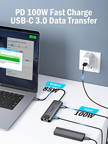 Enhance Your Workflow with Lemorele 9-in-1 USB C Hub Multiport Adapter – Gigabit Ethernet, 100 W PD Fast Charging, 4 K HDMI Output, 3 USB 2.0 Ports, 5 Gbps USB C Data Transfer, SD/TF Card Reader – Perfect Docking Station for Mac Book, Lenovo, HP & Dell Laptops