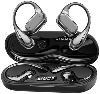 Revolutionary Language Translation Earbuds – Ultra-Lightweight Open Ear Bluetooth Headphones with Advanced Air Conduction, Smart LED Charging Case, and Sweat-Resistant Design Perfect for Active Lifestyles – Ideal for Running and Effortless Device Connectivity (Black)