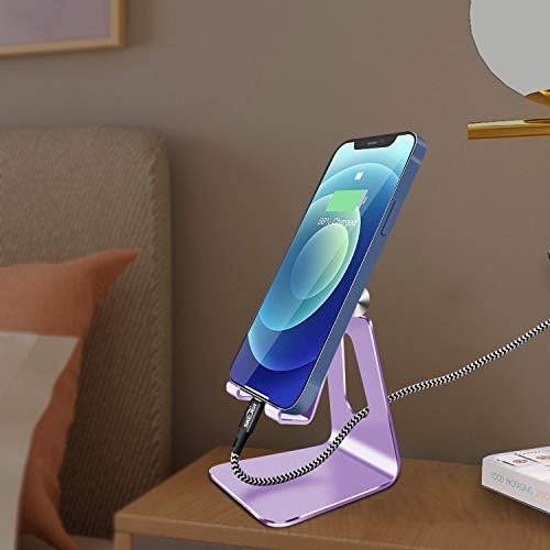 Adjustable Cell Phone Stand, Phone Holder,Tablet Stand Dock,Aluminum Desktop Compatible with iPhone 12 iPad,Samsung Galaxy,Google All Smart Phone/Tablets Under 10 in-Rose Gold + Royal Purple – Enhanced Compatibility and Speed