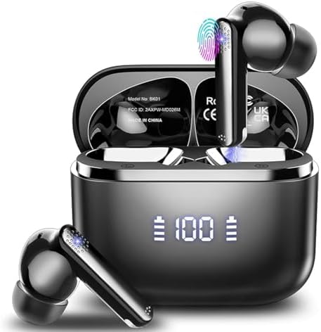 Aptkdoe Wireless Earbuds with Bluetooth 5.3 – Premium Noise-Cancelling Sound, 48-Hour Playtime, IPX7 Waterproof Design, LED Battery Indicator – Ideal for Sports, Workouts, and Daily Use on Android & i OS Devices