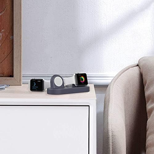 Delidigi Premium Dual Charger Stand for Apple Watch: Fast, Stylish, and Compatible with All Series (Ultra 2, SE, 1-10) – High-Quality Silicone Dock for Simultaneous Charging of Two Smartwatches, Perfect for Home or Travel Use