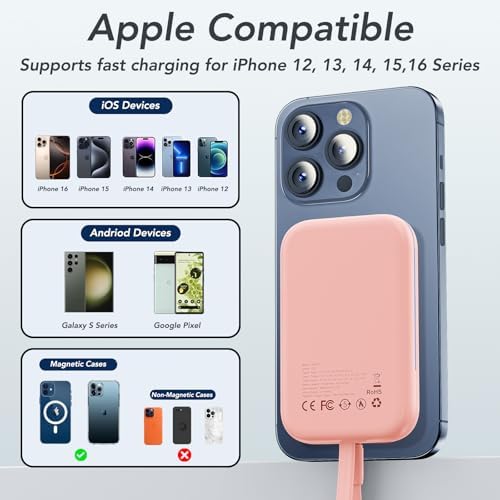 HUOTO 10000 m Ah Magnetic Power Bank – Ultimate Fast Charging Solution for i Phone 12-16 Pro Max | Wireless Battery Pack for Hassle-Free Travel & Everyday Use | Sleek, Compact Design with Enhanced Mag Safe Compatibility