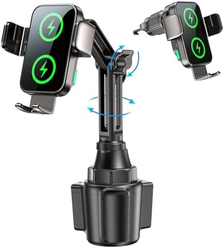 Revolutionary Dual Coil 15 W Wireless Car Charger Cup Phone Holder with Auto-Clamping for i Phone & Samsung Galaxy – Effortless Fast Charging and Secure Mounting for Enhanced Driving Convenience