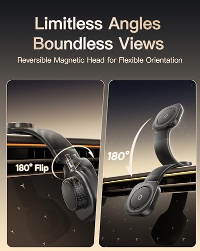 Baseus Mag Safe Car Mount: Versatile Magnetic Phone Holder with Bendable Titanium Alloy for Ultimate Dashboard Flexibility – Hands-Free Navigation & Effortless Installation for All Smartphones – Elevate Your Driving Experience with Secure Grip and Adjustable Angles