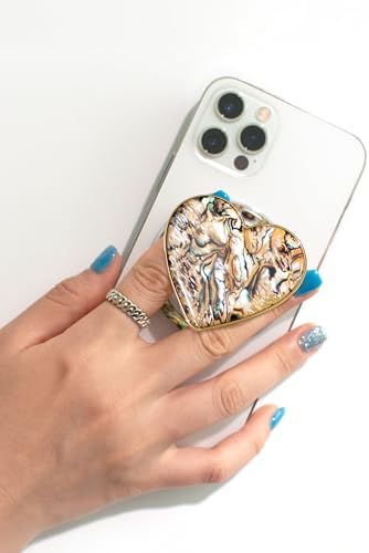 Chic Natural Seashell Heart-Shaped Phone Grip and Stand – Elegant Crème Mobile Accessory for Smartphones and Tablets – Ideal Collapsible Holder for Trendsetters Seeking Style and Functionality – Durable, Portable Design for Effortless Hands-Free Viewing