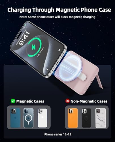 Magnetic 10,000 m Ah Wireless Power Bank – Fast Charging Mini Portable Charger with LED Display & Type-C Cable for Mag Safe i Phone 12/13/14/15 – Ultimate On-the-Go Charging Solution in Sleek Black Finish