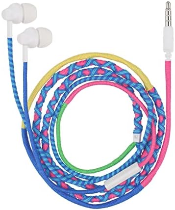 URIZONS Colorful Braided Wired Earbuds with Built-in Microphone – Sweat & Dirt Resistant, Tangle-Free Design, Adjustable Volume Control – Universal 3.5 mm Compatibility for Everyday Audio and Active Lifestyles – Premium Sound Quality for Music Lovers