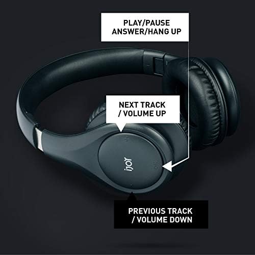 Unleash Your Audio Experience with i Joy Bluetooth 5.0 Over-Ear Foldable Headphones – 30-Hour Playtime, Hands-Free Microphone, and Chic Matte Black Finish for Ultimate Comfort and Portability