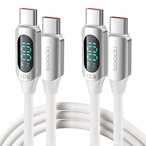 Ultra-Fast 100 W USB C to USB C Cable 2-Pack – 6.6 FT Silicone Charging Cables with LED Display for Samsung Galaxy Z Flip5, Fold5, Flip4, Fold4 – High-Speed 5 A Power Delivery, Enhanced Durability, and Compatibility for All Your Devices