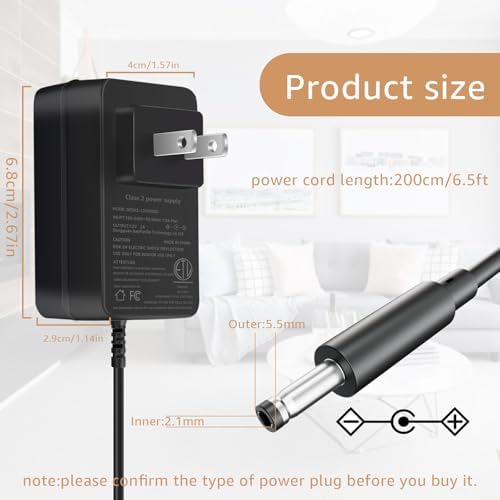 High-Efficiency 12 V Turntable Power Adapter with 6.56 Ft Cord – Ideal for Audio Technica AT-LP60 & AT-LP120 Models – Unmatched Reliability for Vinyl Aficionados – Elevate Your Sound Experience with Consistent Power and Effortless Setup