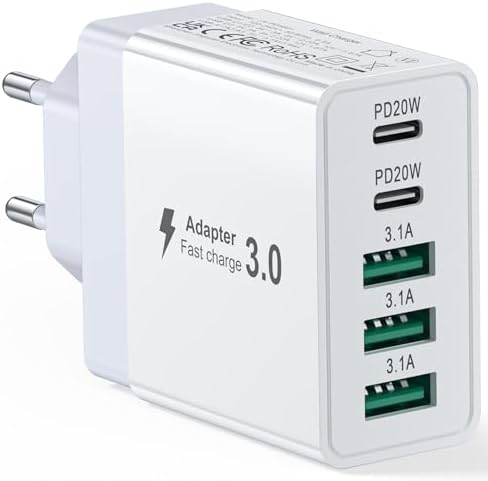 Ultimate Dual 40 W USB C Fast Charging Block – 2-Pack 4-Port Adapter for i Phone, i Pad, Samsung & Android Devices – High-Speed PD & QC Technology for Safe, Efficient Power Delivery and Universal Compatibility