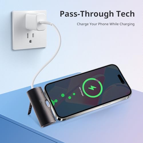 Ultra-Compact 5000 m Ah USB-C Power Bank with 20 W Quick Charge – Lightweight Mini Phone Charger for i Phone 15/16, Samsung & Android Devices – Reliable Emergency Charging Solution with Advanced Safety Features for On-the-Go Power