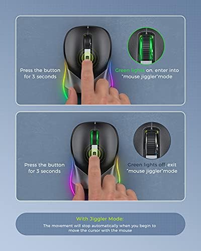 PEIOUS Rechargeable Wireless Jiggler Mouse – Effortless Laptop Companion with Undetectable Movement & On/Off Control for Continuous Workflow – Sleek Black & Grey Design for Enhanced Productivity