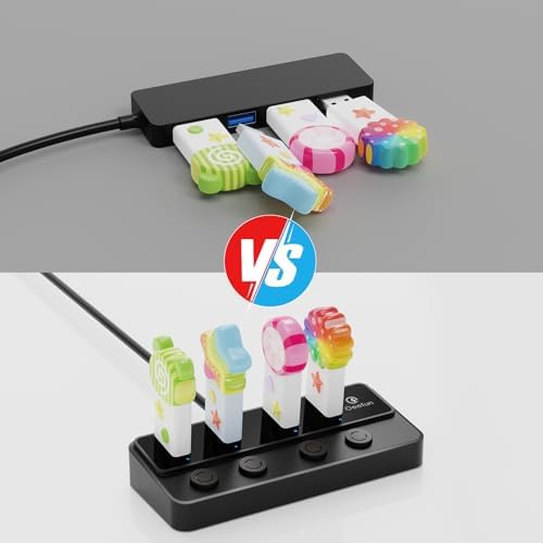 Revolutionize Your Connectivity with the Qeefun 4-Port USB 3.0 Hub – High-Speed 5 Gbps Data Transfer, Individual LED Power Switches, and 2 ft Extension Cable for Ultimate Flexibility – Perfect USB Splitter for Laptops, PCs, i Macs, and More! Enhance Your Workspace Efficiency and Control Multiple Devices Effortlessly!