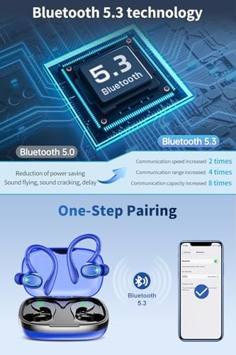 Premium Wireless Earbuds with 60 Hours Playback | Bluetooth 5.3 Noise Cancelling Headphones | IPX6 Waterproof Design for Active Lifestyles | LED Battery Indicator & Dual Mics for Clear Calls | Ultimate Comfort & Audio Quality for Music, Sports, and Daily Use