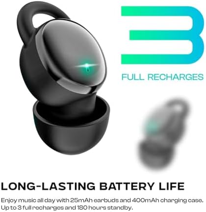 Ergonomic Invisible LX-410 Wireless Sleep Headphones – Bluetooth 5.3 Noise Cancelling Earbuds for Side Sleepers – Ultimate Comfort for Restful Nights and Commutes – Hassle-Free Wireless Charging Case for Audiobooks and Music – Premium Sound Quality for an Enhanced Listening Experience