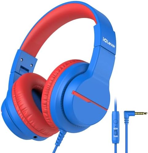 i Clever Kids Headphones: Safe 85 d B Volume-Limited Over-Ear Stereo Sound for Children – Foldable, Lightweight, and Compatible with i Pads and Computers for Easy Travel and Learning