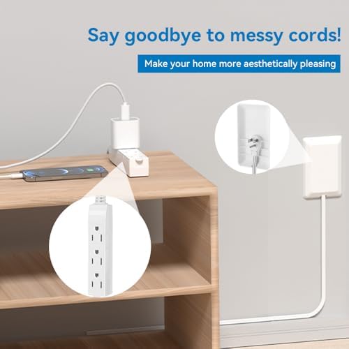 CILIA Ultra-Thin Flat-Face Outlet Extender – 3-Outlet Childproof Power Strip with 3 ft Extension Cord, Space-Saving Wall Plate for Home & Office, Smart Cord Management Solution, Enhanced Device Compatibility in White