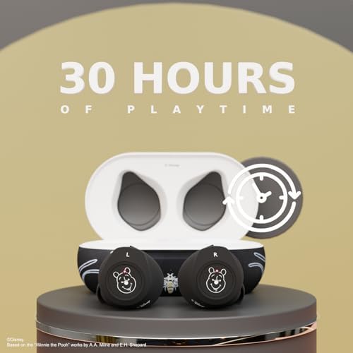 Winnie The Pooh Wireless Earbuds – Enchanting Bluetooth Headphones with 30-Hour Playtime & Built-in Microphone for Effortless Communication – Charming Disney Gifts for Music Lovers and Pooh Enthusiasts of All Ages – Cutting-Edge Bluetooth 5.0 for Instant Pairing and All-Day Comfort – Exceptional Sound Quality with Iconic Disney Characters