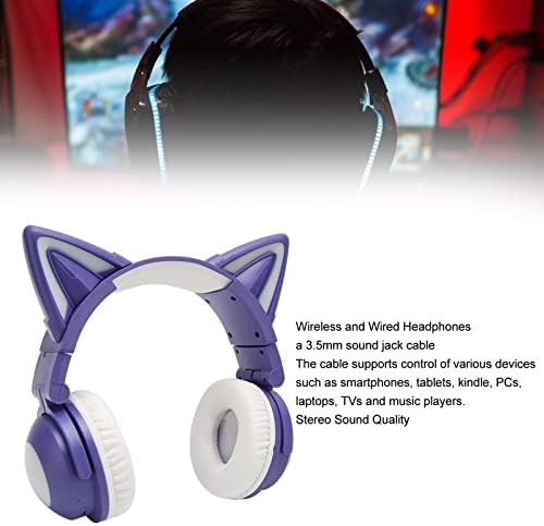 Vibrant RGB Cat Ear Headphones – Wireless Bluetooth Gaming & Music Headset with Customizable LED Light Show, Foldable Over-Ear Design for Kids & Adults – Perfect for Gaming, Parties, and Everyday Listening